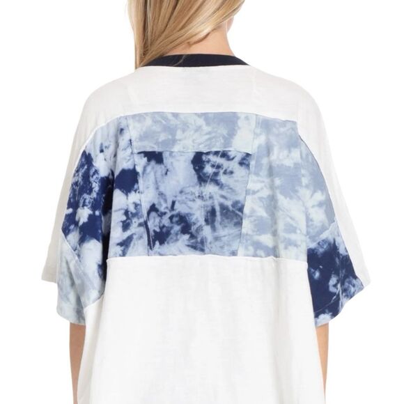 WE THE FREE Free People Patched Up White & Blue T Shirt Size Medium - Picture 4 of 13